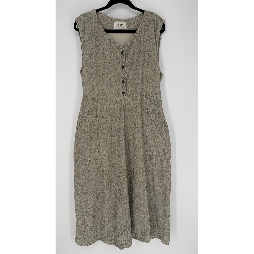FLAX BY JEANNE ENGELHART VINTAGE SPECKLED CORDUROY MAXI DRESS LAGENLOOK MEDIUM